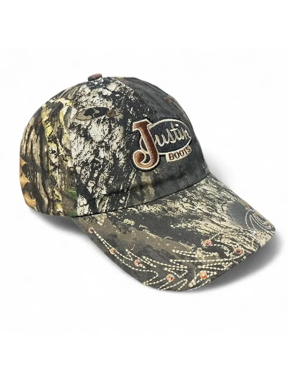 Vintage Justin Boots RealTree Camo Rhinestone Y2k Hat